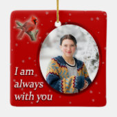 kerstkardinaal herinner me van een geliefde keramisch ornament (Achterkant)