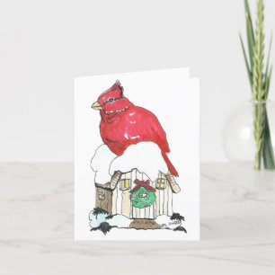 Kerstkardinaal huis met Verse Holiday Card Feestdagen Kaart
