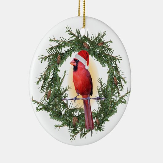 kerstkardinaal keramisch ornament (Rechts)