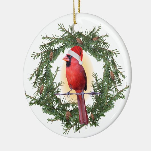 kerstkardinaal keramisch ornament (Links)