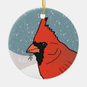 kerstkardinaal keramisch ornament (Voorkant)