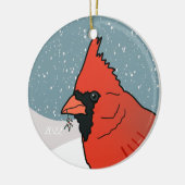 kerstkardinaal keramisch ornament (Links)