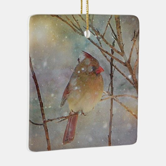 kerstkardinaal keramisch ornament (Rechts)