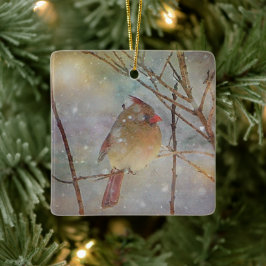 kerstkardinaal keramisch ornament