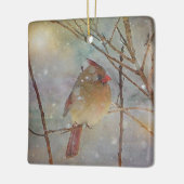 kerstkardinaal keramisch ornament (Links)