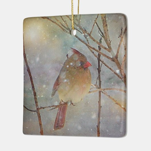 kerstkardinaal keramisch ornament (Links)