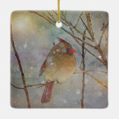 kerstkardinaal keramisch ornament (Achterkant)