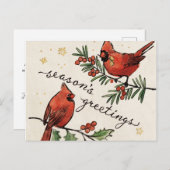 kerstkardinaal Lovevogels Briefkaart (Voorkant / Achterkant)