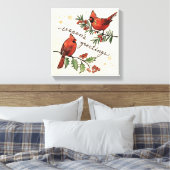 kerstkardinaal Lovevogels Canvas Afdruk (Insitu (Slaapkamer))