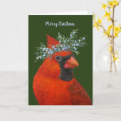 kerstkardinaal met cedar-kaart kaart (Gele Bloem)