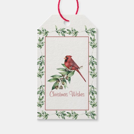kerstkardinaal met Greenery Cadeaulabel (Voorkant)