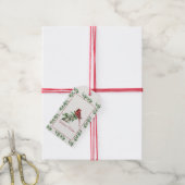 kerstkardinaal met Greenery Cadeaulabel (Met Touw)