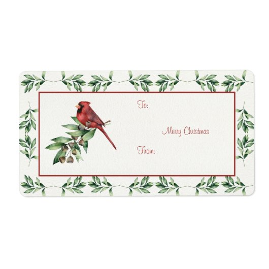 kerstkardinaal met Greenery Etiket (Voorkant)