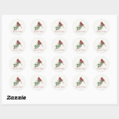 kerstkardinaal met Greenery Ronde Sticker (Vel)