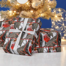 Kerstkardinaal met winterPet Cadeaupapier