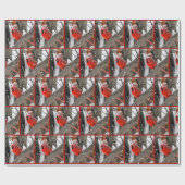 Kerstkardinaal met winterPet Cadeaupapier (Vlak)