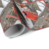 Kerstkardinaal met winterPet Cadeaupapier (Rol Hoek)