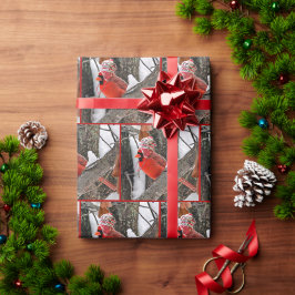 Kerstkardinaal met winterPet Cadeaupapier
