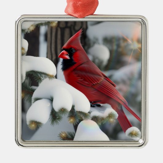 kerstkardinaal metalen ornament (Voorkant)