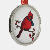 kerstkardinaal metalen ornament (Rechts)