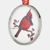 kerstkardinaal metalen ornament (Links)