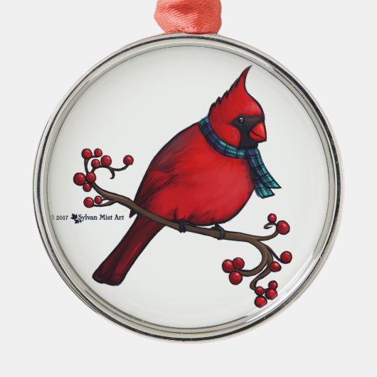 kerstkardinaal metalen ornament (Voorkant)