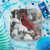 kerstkardinaal papieren bordje (Feest)