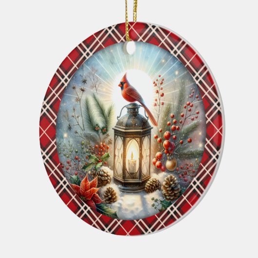Kerstkardinaal Remember Loved One Lantern Keramisch Ornament (Links)