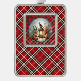 Kerstkardinaal Remember Loved One Lantern Verzilverd Omlijst Ornament