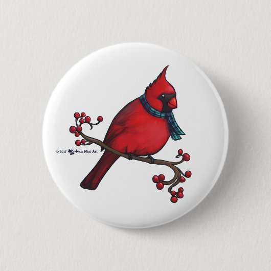 kerstkardinaal ronde button 5,7 cm (Voorkant)