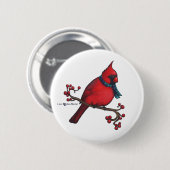 kerstkardinaal ronde button 5,7 cm (Voorkant /achterkant)