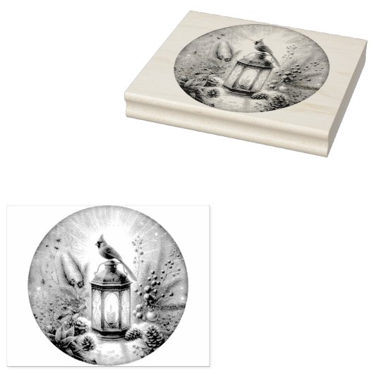 kerstkardinaal rubberstempel (Gestempeld)