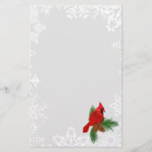 Kerstkardinaal Snowflake Briefpapier (Voorkant)