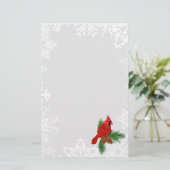 Kerstkardinaal Snowflake Briefpapier (Staand voorkant)