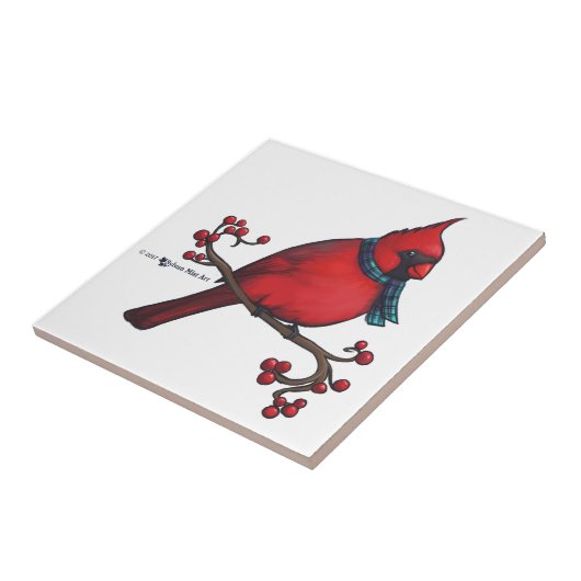 kerstkardinaal tegeltje (Zijkant)