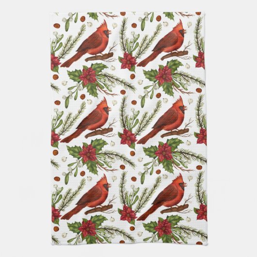 kerstkardinaal theedoek (Verticaal)