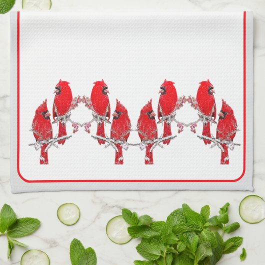 kerstkardinaal theedoek (Gevouwen)