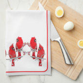 kerstkardinaal theedoek (Quarter Fold)