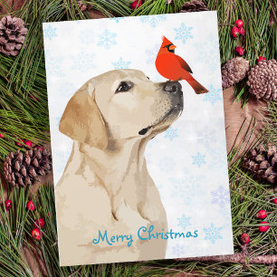 Kerstkardinaal van het gele lab - Cute Labrador Do Feestdagenkaart