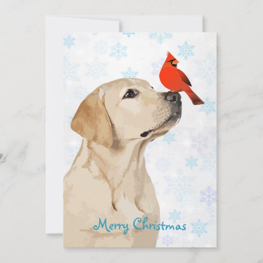 Kerstkardinaal van het gele lab - Cute Labrador Do Feestdagenkaart (Voorkant)