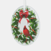 kerstkardinaal-versiering glas ornament (Voorkant links)