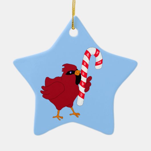 kerstkardinaal-versiering keramisch ornament (Voorkant)