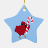 kerstkardinaal-versiering keramisch ornament (Achterkant)