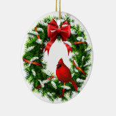 kerstkardinaal-versiering keramisch ornament (Rechts)