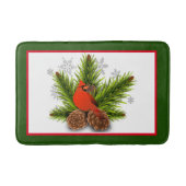 kerstkardinaal vogel met Pinecones Bath Mat (Voorkant)