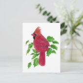 Kerstkardinale Natuur Wildlife, Waterverf Feestdagenkaart (Staand voorkant)