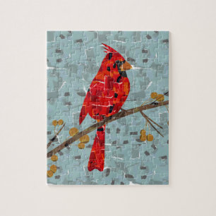 kerstkardinale vogelcollage legpuzzel