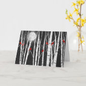 Kerstkardinale vogels in vogelbomen kaart (Gele Bloem)