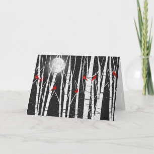 Kerstkardinale vogels in vogelbomen kaart