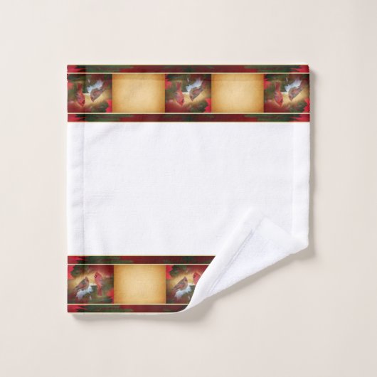 kerstkardinalen bad handdoek (Wasdoekje)